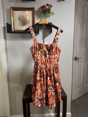 SHEIN Rust Floral Tiered Sundress